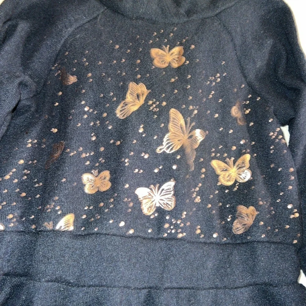 Little Mass Dress, SZ 3T, Hooded, Soft fleece feel, shinny Gold Butterflies (T4) - Picture 2 of 11